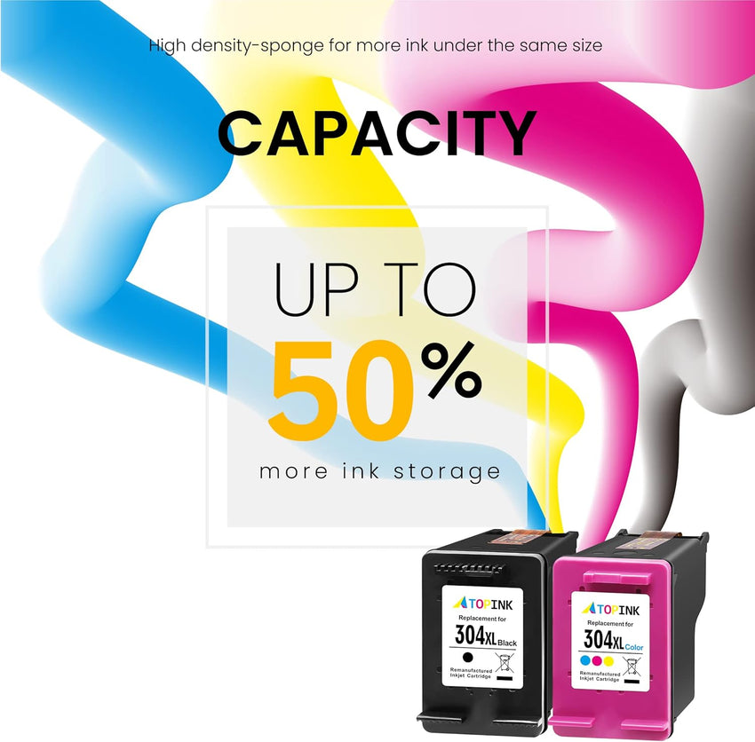 304XL Ink Cartridges Combo Pack, 304 Ink Cartridge Replacement for HP 304 Ink Cartridges Black and Colour, Printer Ink 304 XL for Envy 5020 5010 5030 5032 DeskJet 2600 2630 2620 3720 2632 3762 3760