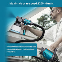 Tilswall Paint Spray System Shark 800 HVLP Electric Paint Sprayer with 1300ml Container, 120 DIN-s Paint Spray Gun Electric with 4 Nozzles and 3 Spray Modes for Wall Paints, Fences and Sheds