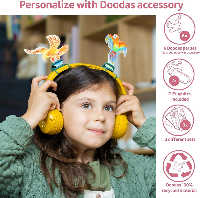 POGS kids headphones | The Elephant | Foldable and robust headphones for kids from 3 years with volume control, microphone, volume limiter 85 dB | Music-sharing function | 1m 3,5mm (pink wired)
