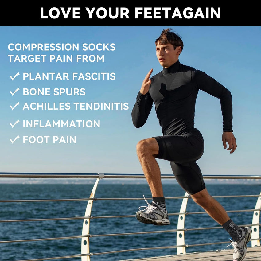Plantar Fasciitis Compression Socks 4 Pairs Ankle Support for Neuropathy & Arthritis Ã¢ÂÂ Black L/XL