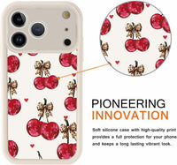Yoedge Cherry Leopard Print Case for iPhone 17 Pro Max 6.9",Cute Aesthetic Design Silicone Soft cheetah print Pattern Phone Cover for Girls, Preppy Shockproof Protective Case for Women
