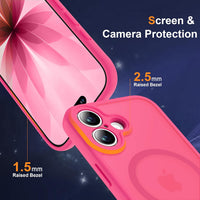 ORETECH Magnetic for iPhone 17 Case, 2 Pack Screen Protectors,Matt Hot Pink