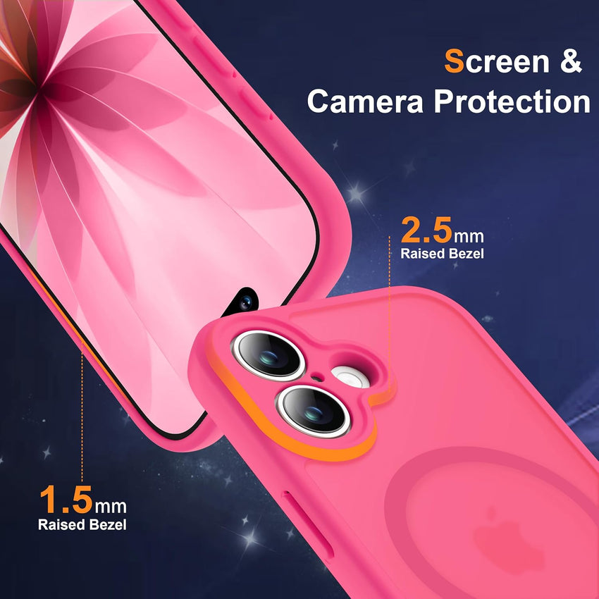 ORETECH Magnetic for iPhone 17 Case, 2 Pack Screen Protectors,Matt Hot Pink