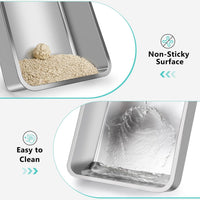 FURTIME Stainless Steel Cat Litter Tray Grey with Detachable Enclosure, 31cm High Sided Cat Litter Box Anti-Spillage and 60cm Extra Large Litter Tray with Lid for All Cats, with Litter Scoop & Mat