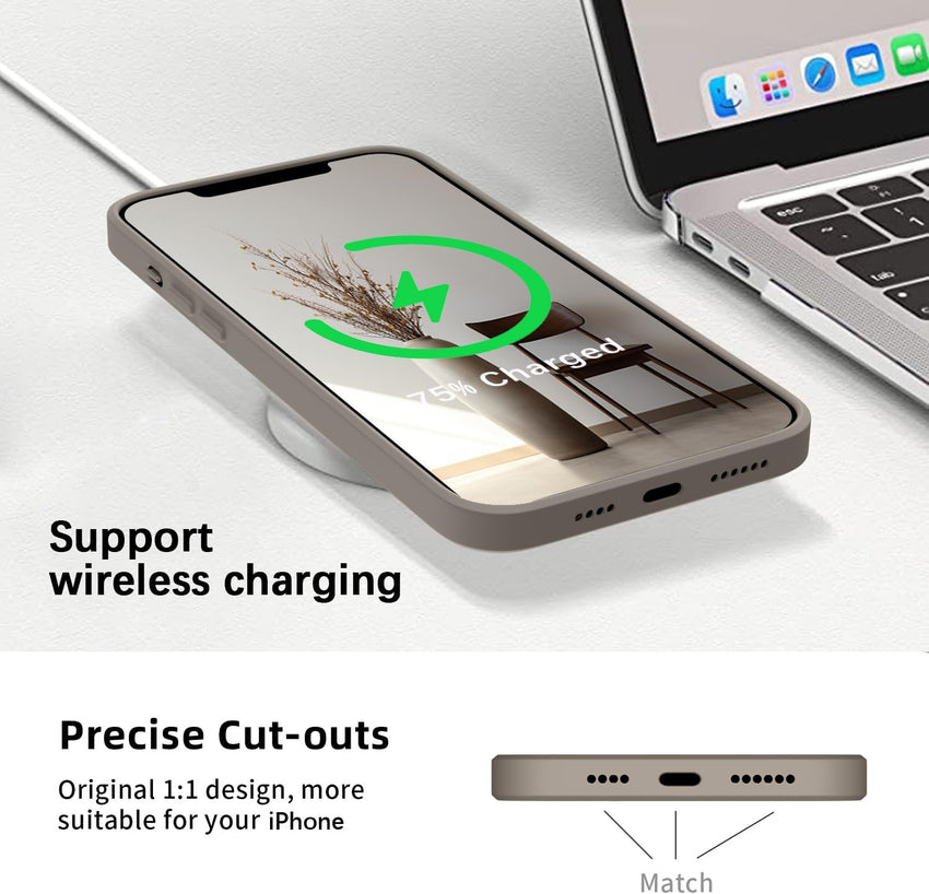 KPPIT for iPhone 14 Pro case,Silicone Case,Ultra Slim Soft Gel Anti-Scratch,Microfiber Lining,Rubber Shockproof Case Cover iPhone 14 Pro 6.1 inch,Titanium Gray