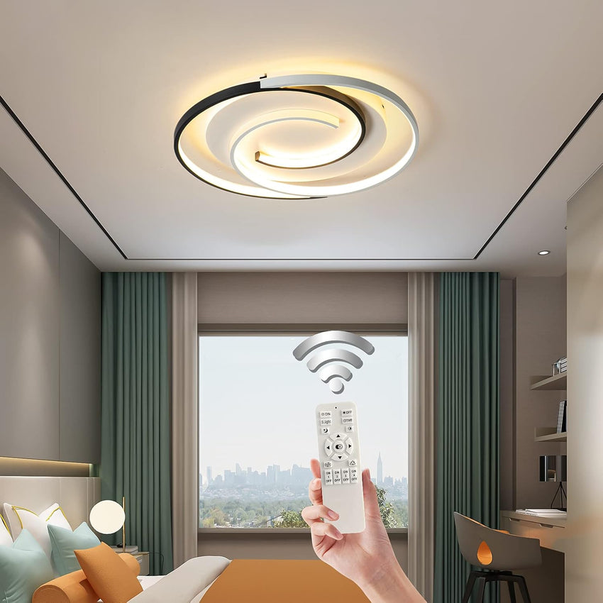 Modern LED Ceiling Light Dimmable Geometric Design â Black 50cm