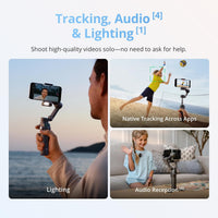 DJI Osmo Mobile 8 Gimbal Stabilizer for Phone, AI Native Tracking with Audio & Lighting, 360^0 Pan Rotation, Built-in Extension Rod & Tripod, 10h Battery, Extension Rod, Robust 3-Axis Stabilization