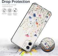 ChoosEU Clear Case for iPhone 11 Floral Pattern Print Design for Women Girls Slim Silicone Phone Case Protective Cover with Shockproof Airbag Soft TPU Flower Transparent Phone Cover - Blue Pink