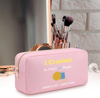 Crochet Cosmetic Bag Oxford Cloth Zipper Pouch for Crocheters Knitting Gifts â Pink