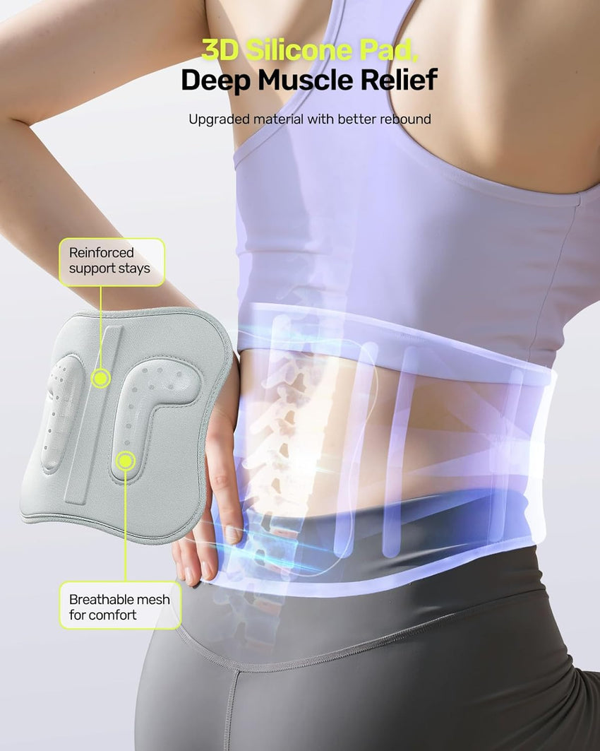 Women's Back Support Belt Ergonomic Lumbar Brace with 3D Pad Kidney Support Purple M (85-100 cm)