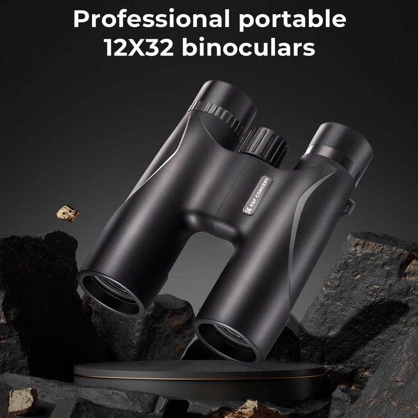 K&F CONCEPT12x32 Compact Binoculars for Kids and Adults, with BAK4 prism, FMC Lens, IP65 Waterproof & Neck Strap for Bird Watching Hunting Travel Camping Stargazing