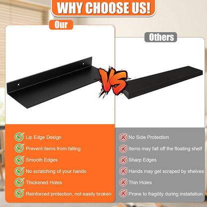 YUET Bathroom Shelf 2 Pack Wall Mounted Ã¢ÂÂ Black 30cm