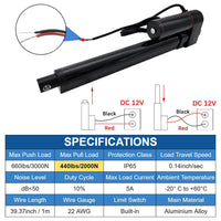 12V Linear Actuator 3000N IP65 5mm/s Heavy Duty Ã¢ÂÂ 700mm (28in)