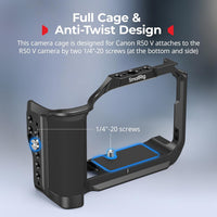 SMALLRIG Camera Cage R50V for Canon R50V Full Cage with Top Handle QR Plate & Cold Shoe â Black