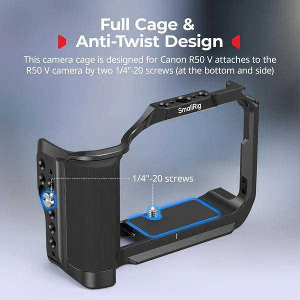 SMALLRIG Camera Cage R50V for Canon R50V Full Cage with Top Handle QR Plate & Cold Shoe â Black