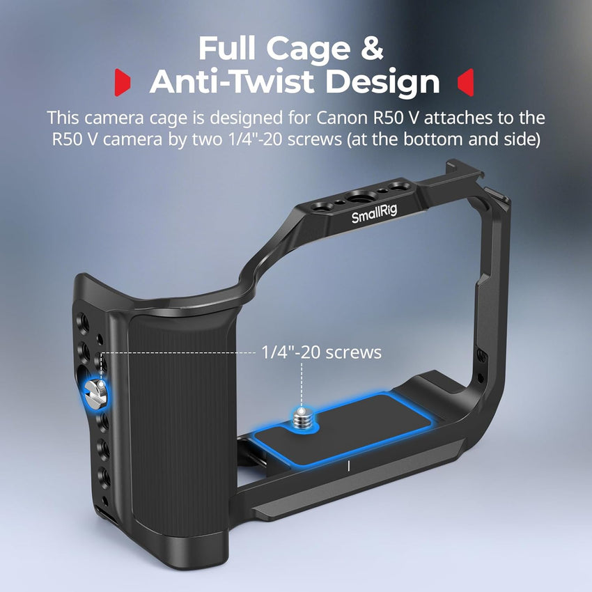 SMALLRIG Camera Cage R50V for Canon R50V Full Cage with Top Handle QR Plate & Cold Shoe â Black