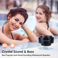 Xleader Shower Speaker, Certified IPX7 Waterproof Bluetooth Speaker with suction cup and mic for Bathroom, Crystal sound & Rich Bass, up to 12h playtime, Electronics Gifts for Girl Women,Pink rose