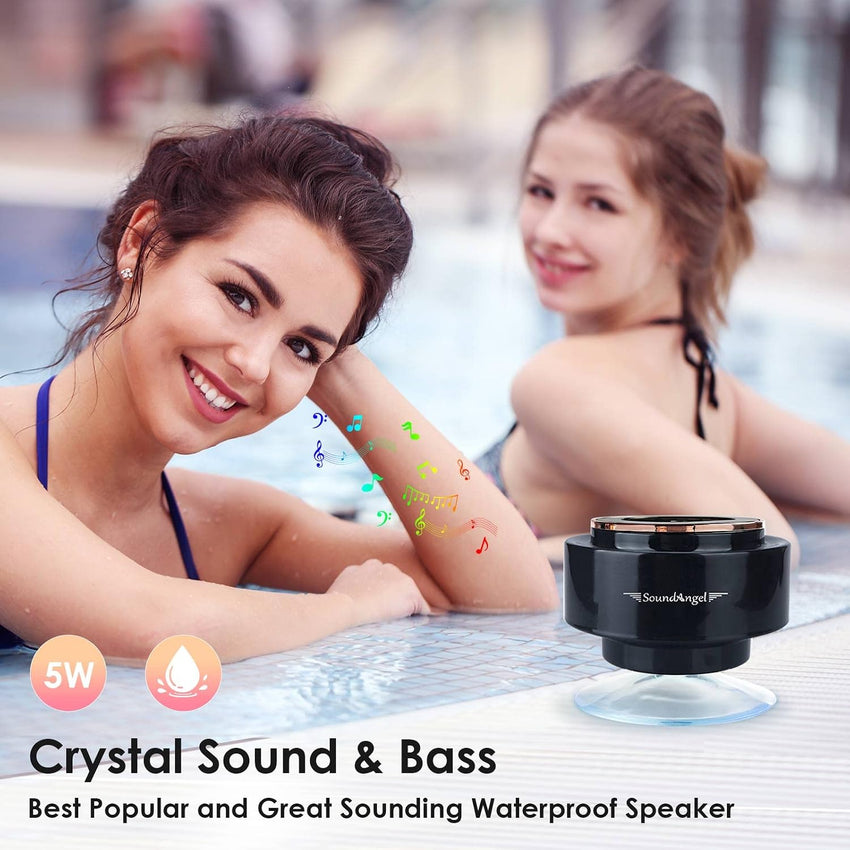 Xleader Shower Speaker, Certified IPX7 Waterproof Bluetooth Speaker with suction cup and mic for Bathroom, Crystal sound & Rich Bass, up to 12h playtime, Electronics Gifts for Girl Women,Pink rose