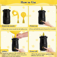 Electric Balloon Pump Rechargeable Type-C 2000mAh 3 Nozzles Inflate & Vacuum Portable