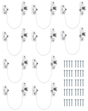 eSynic UPVC Window Restrictors 10pack Window Restrictor for Cat Child Safety Window Lock with Self Screws Keys Limiting Opened Distance and Ventilation for PVC, Wood, or Aluminum Window