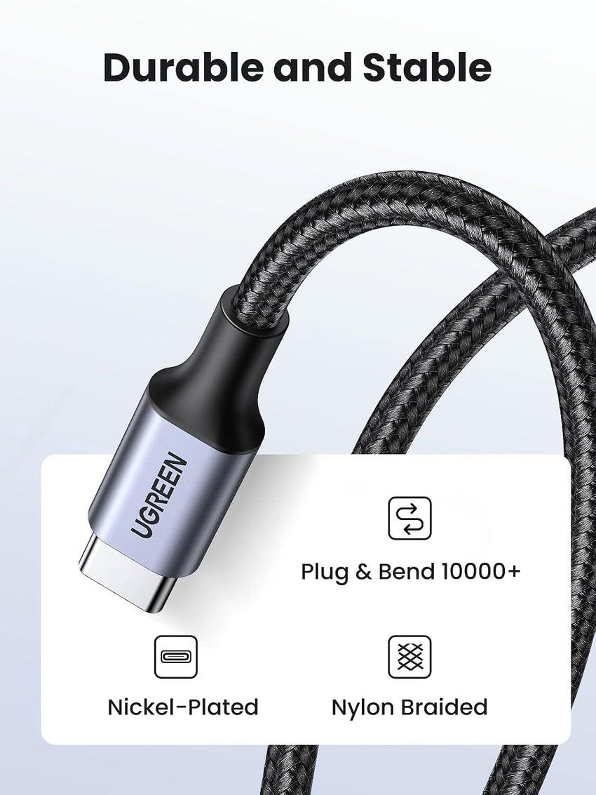 UGREEN USB C to USB-C Charger Cable 60W Type C to C Lead Fast Charging Compatible With iPhone Air/17/16 Pro Max, Galaxy S25 Ultra, Pixel 9, iPad Pro 2024/Air 5, MacBook Pro (0.5M)