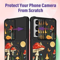 for Samsung Galaxy S21 Ultra Case - [2in1] Women Girls Cute Mushroom Phone Cover Ring Holder Stand Girly Pretty Unique Fashion Slide Camera Cover Design for Samsung S21 Ultra Case 6.8"