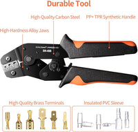 PotentForce Crimping Tool Set - 600pcs Crimp Connectors for 0.5-2.5mmÂ²/AWG 22-16 Wire, Suitable for 2.8mm, 4.8mm, 6.3mm Spade Connectors