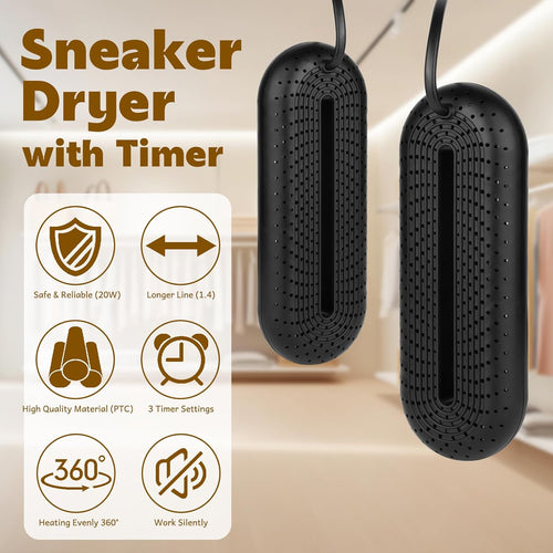 Electric Shoe Dryer, Boots Dryer with Controller, Heated Shoe Warmer 3/6/9 Hours Auto Off Timer Silent Drying for Shoes, Gloves, Socks (Standard UK Plug)