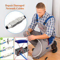 JAOGAUS RJ45 Coupler Shielded, Cat7 Connection Module - LSA connector Adapter Shielded 10Gbps- Cat7/Cat6a/Cat6 Ethernet Cables Coupling Repairing Shielded Network Extender (6pcs)