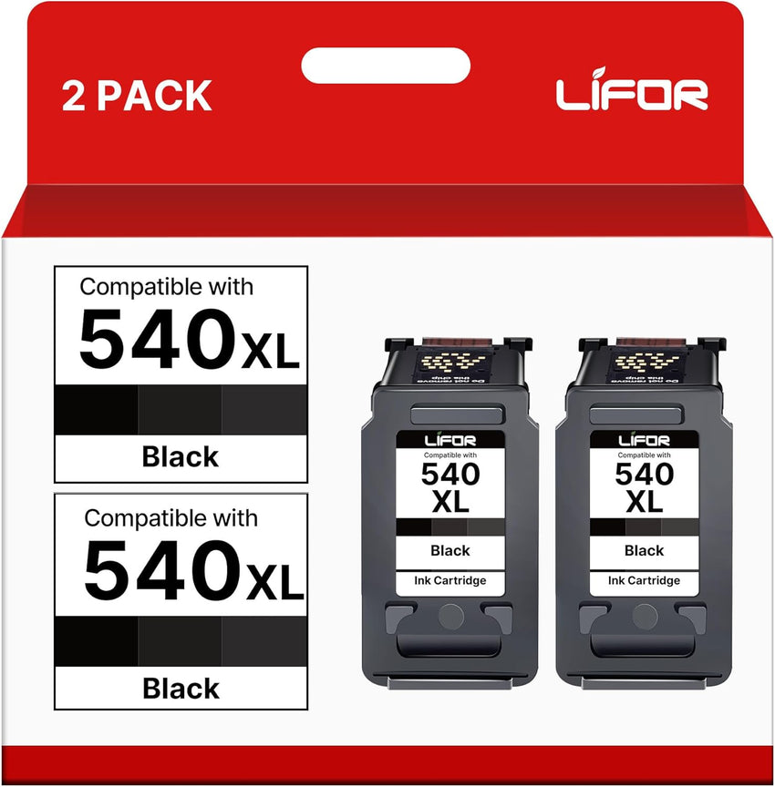 LIFOR PG-540XL 540XL Ink Cartridges Black Replacement for Canon 540 Ink Cartridges XL PG540XL PG540 PG-540 for Canon Pixma TS5150 MG3600 MG3650S TS5151 MG3650 MG4250 MX475 TS5100 MG3250 MG4200(2-pack)