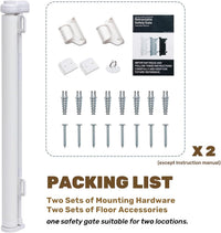 HollyHOME Retractable Stair Gate 300cm Extra Wide One-Hand Operation Baby Gate Safety Gate for Baby and Pets Indoor & Outdoor,White
