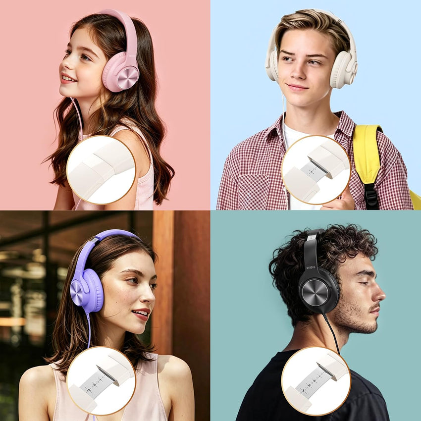 KVIDIO Bluetooth Headphones Over Ear, 65 Hours Playtime Wireless Headphones with Microphone, Foldable Lightweight Headset with Deep Bass,HiFi Stereo Sound for Travel Work PC Cellphone (Blue)