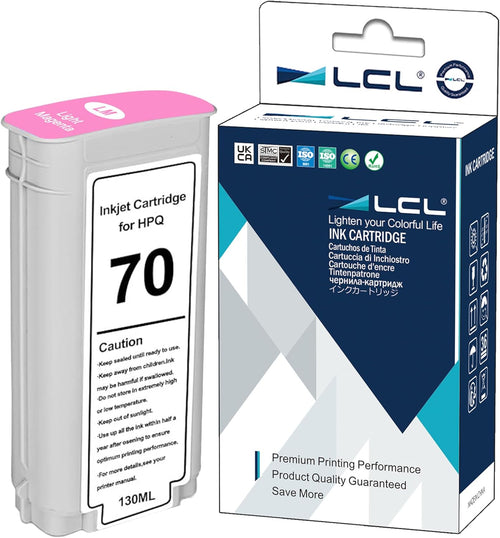 LCL Compatible Ink Cartridge 70 C9455A 135ML High Yield (1 Light Magenta) Replacement for HP Designjet Z2100 Z3100 Z3100PS Z3200 Z3200PS Z5200 Z5400