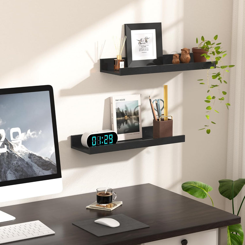 upsimples 3-Pack Floating Wall Shelves for Room Decor Ã¢ÂÂ Black 80CM