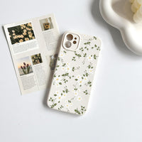 NITITOP Compatible with iPhone 12 Case Cute Flower Floral for Women Girl Full Camera Protective Vintage Trendy Slim Fit TPU Shockproof Cover - White