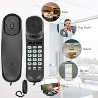 Corded House Phones Landline, Wall/Desk Mountable, Dial Pad on Base, Last Number Redial, Pause, Flash, Black