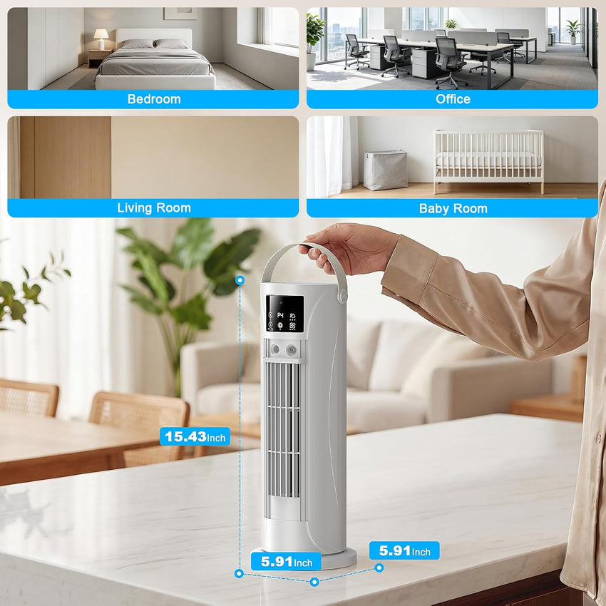 CosmartAir Portable Air Conditioner, 28dB Air Cooler, 26ft/s Velocity Mini Air Conditioning Unit with 2-8H Timer,120° Oscillation,1-Touch Turbo Mode Cool Mist,Low Energy Small Air Conditioner for Home(Off White) [Energy Class A]