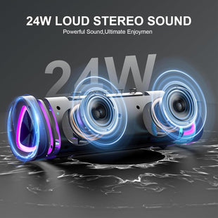 aowoka Bluetooth Speaker, 2025 Portable Wireless Speakers With Led Light, Bluetooth 5.4, 24H Playtime, Enhanced Bass, IPX7 Waterproof, Outdoor Speaker for Travel, Sport, Party, Biking.