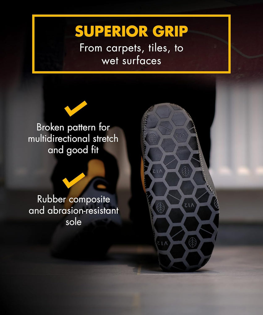 V12 MukGuard Reusable Overshoes - Washable, Slip-Resistant & Heavy-Duty Shoe Covers - Reusable Overshoes with Neoprene Upper & Rugged Grip Sole - Boot Cover for Work, DIY & Tradesmen - M (07/08)