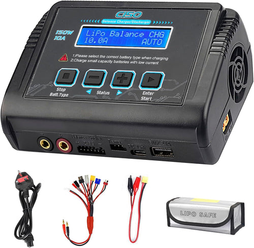 LiPo Charger,150W 10A AC/DC for Battery Balance Charger Discharger Li-ion/Life/NiCd/NiMH/LiHV/PB/Smart Battery(Battery Charger Adapter)