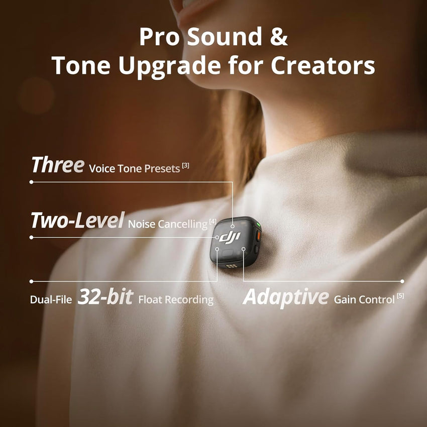DJI Mic 3 (1 TX + 1 RX), Wireless Lavalier Mic for iPhone/Camera/Android, Ultralight, Extended Operating Time & Fast Charging, 400m Transmission, Noise Cancelling, Vlog, Streaming