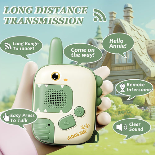 DQMOON Dinosaur Toys for Boys - 2 PCS Dinosaur Walkie Talkies Kids Toys for 3-8 Year Old Boys Gifts Outdoor Garden Games Birthday Gifts Christmas Stocking Fillers Sensory Toy for Kids Age 3-9
