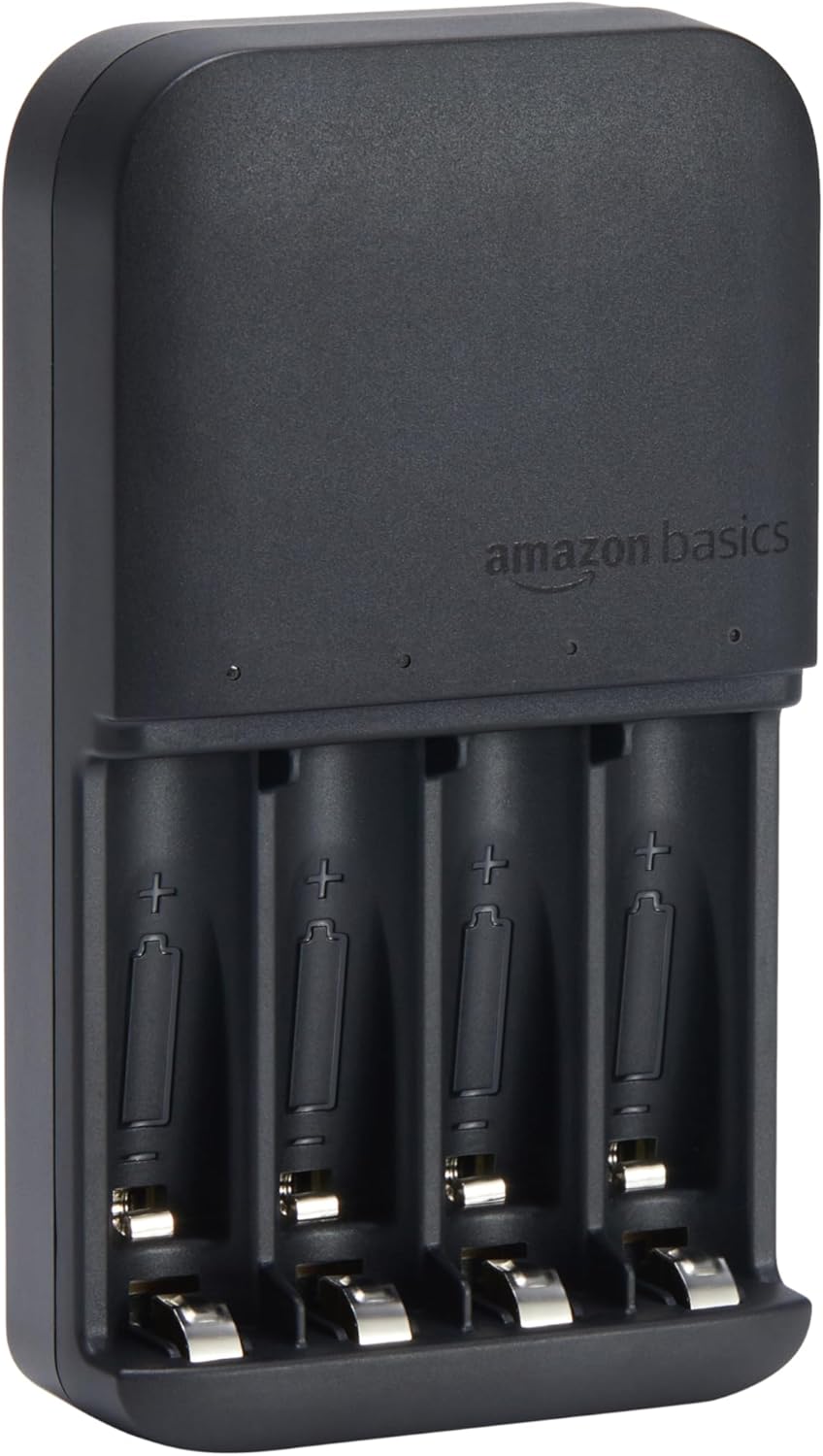 Amazon Basics Battery Charger for Rechargeable AA and AAA NiMh Batteries - UK Plug, 4-Bay, Black