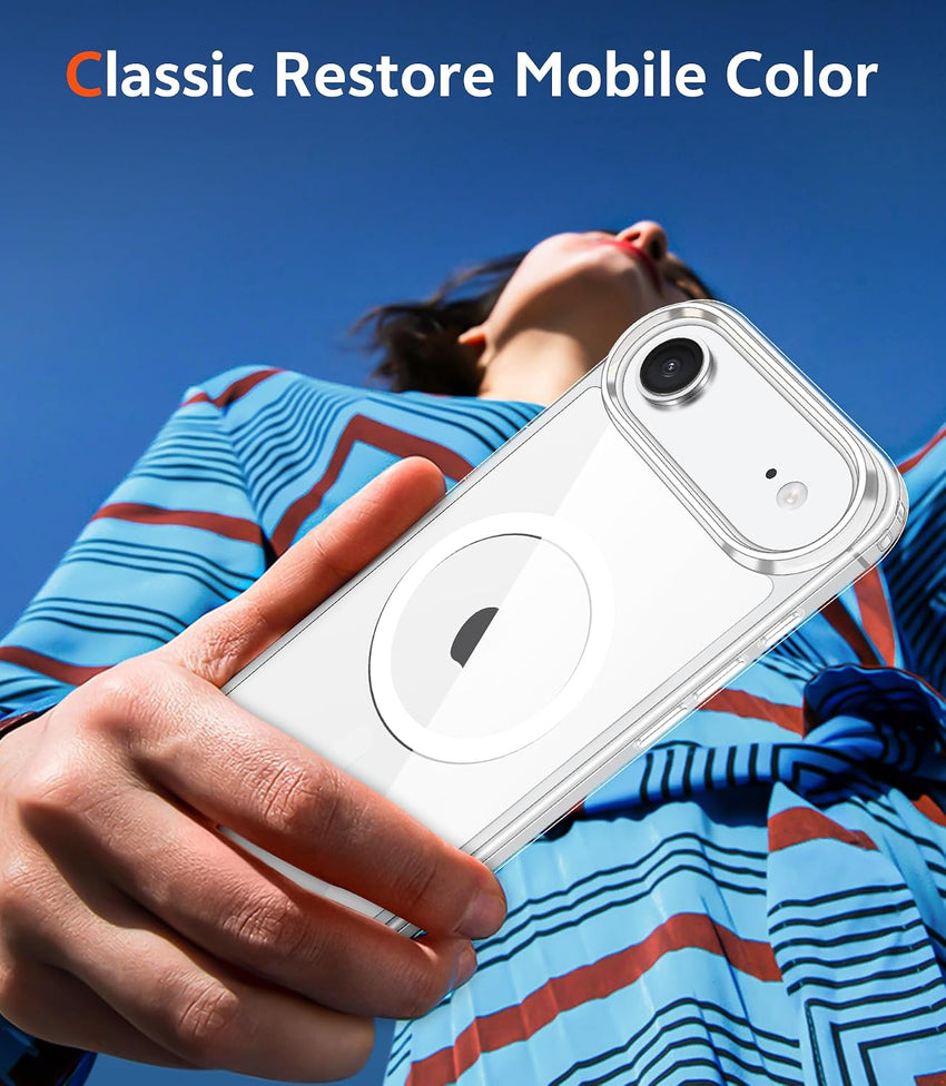 FNTCASE for iPhone Air Case: Clear Anti Yellowing Magnetic Military Grade Drop Protection Cell Phone Cover - Rugged Shockproof Protective Bumper Transparent Phonecase