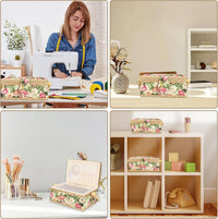 Vintage Sewing Basket Fabric Craft Storage Organizer with Handle Ã¢ÂÂ Garden Rose