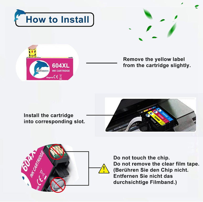 GoToners 604XL Ink Cartridges Multipack Replacement for Epson 604 Ink Cartridge Compatible for Epson XP2200 Workforce WF-2930 WF-2935 XP-2200 XP-3200 XP-4200 XP-2205 XP-4205