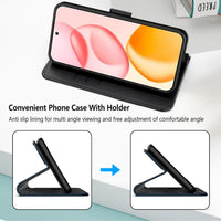 Aiziki For Honor 400 Phone Case(Not Fit 400 Pro), Leather Flip Case with 3 Card Slots & Kickstand, Anti-Drop, Magnetic Closure, Compatible with Honor 400 Case- Black