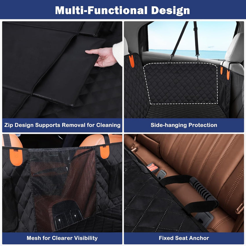 JOEJOY Back Seat Extender for Dogs - Dog Car Seat Cover for Dogs Waterproof & Foldable, Non-Slip Back Seat Cover with Hard Bottom for Cars, Trucks and SUVs, Suit for Travel Camping