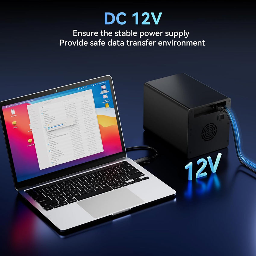 CENMATE 4 Bay Hard Drive Enclosure with Cooling Fan for 2.5/3.5" SATA HDD/SSD With USB A/C 3.0 Cable, 3.5 Hard Drive Enclosure with 80TB Capacity, Supports Hot Swappable(NO RAID/NAS)