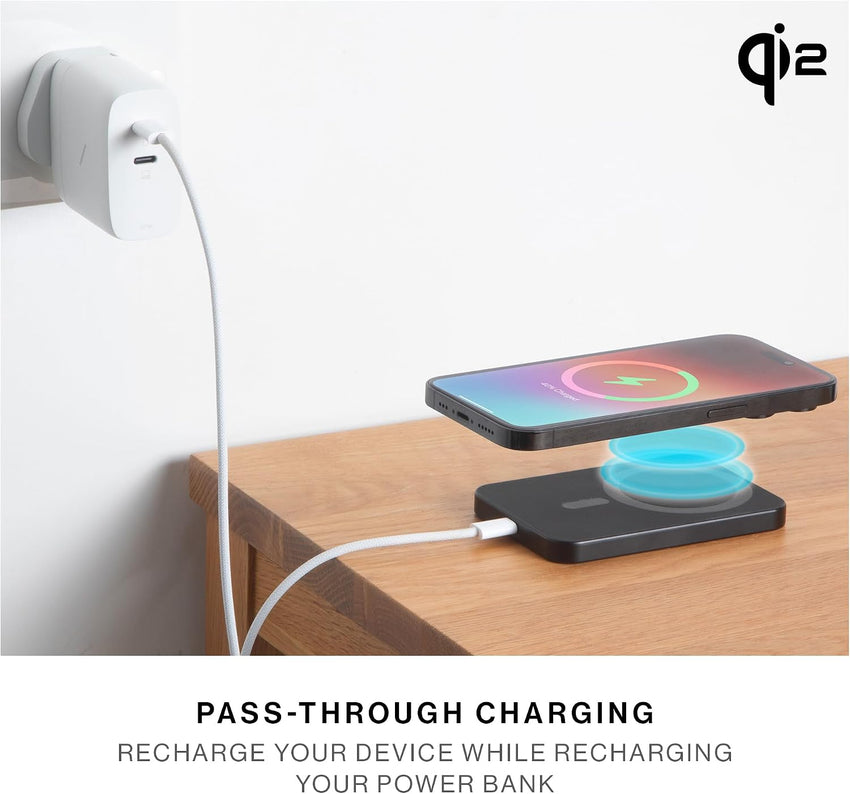 Native Union Power Bank, Magnetic, Qi2 MagSafe Compatible, 5000mAh Black
